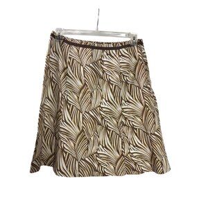 Vintage Y2K Talbots Womens Size 12 Neutral Leaf Print A-Line Cotton Skirt